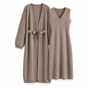 Sleeveless V Neck 2 Piece Knit Sweater Midi Dress Set — Main — AWARENESS