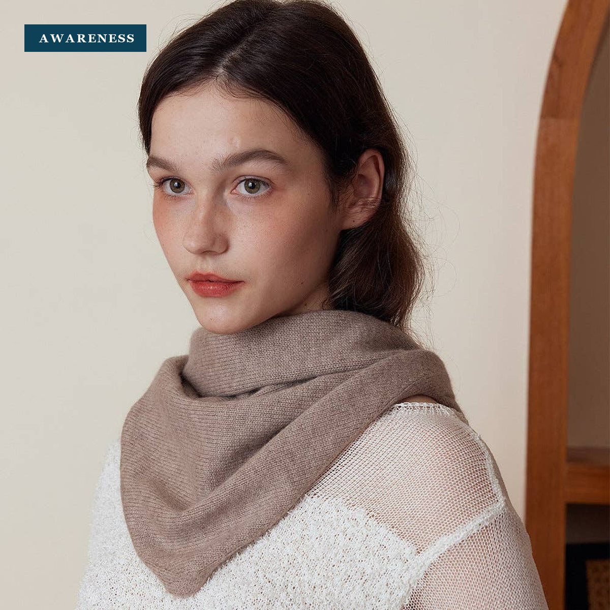 Solid Color Cashmere Wool Knitted Triangle Scarf For Women — Lifestyle — AWARENESS