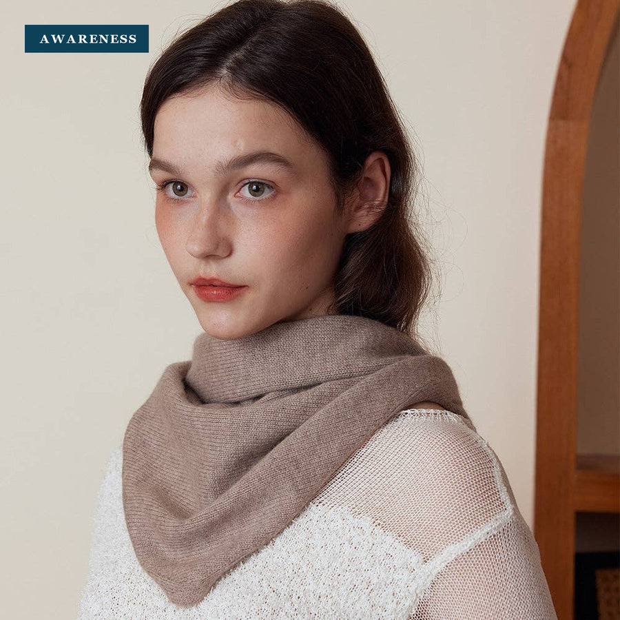 Solid Color Cashmere Wool Knitted Triangle Scarf For Women — Lifestyle — AWARENESS
