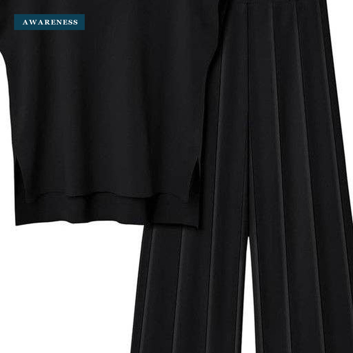 Knit Sleeveless Vest and Wide Leg Pants Set — Close-up — AWARENESS