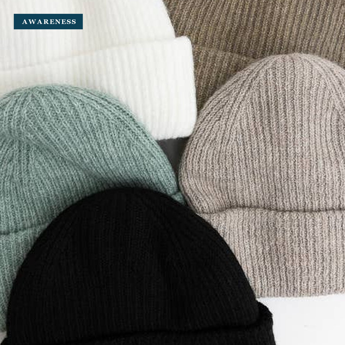 Recycled Material Winter Beanie - Eco-Conscious Style 🌍 — Close-up — AWARENESS