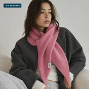 100% Wool Knit Triangle Scarf | Solid Color Winter Accessory — Lifestyle — AWARENESS