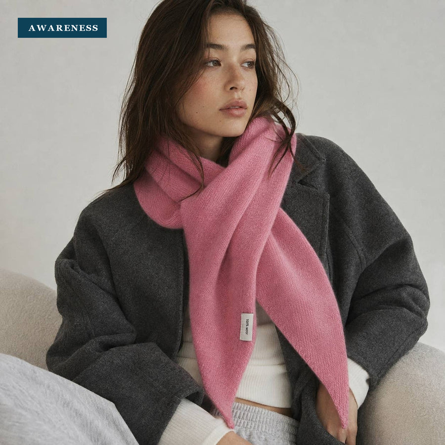 100% Wool Knit Triangle Scarf | Solid Color Winter Accessory — Lifestyle — AWARENESS