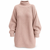 Women's Oversized Chunky Knit Mock Neck Sweater Dress — Main — AWARENESS