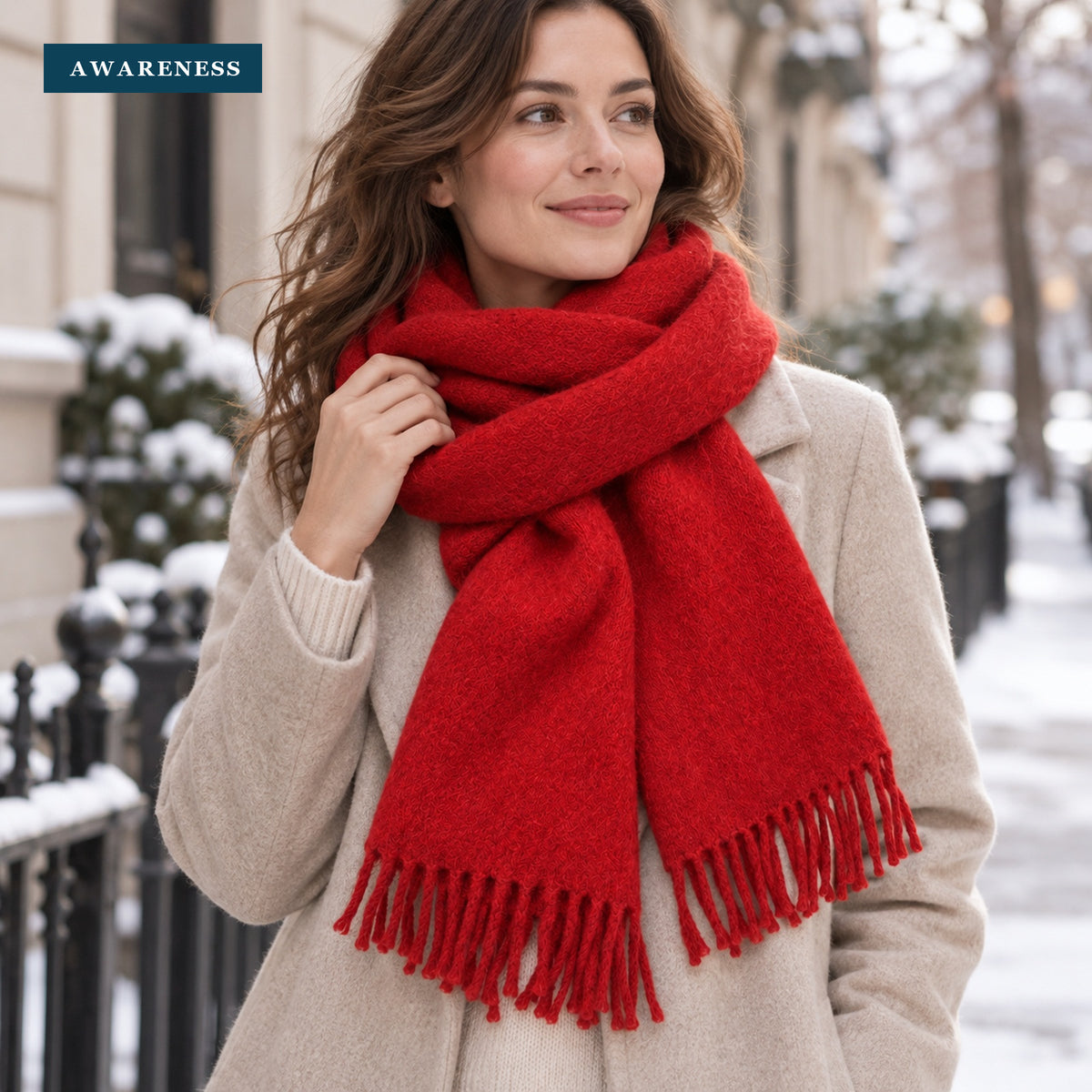 Fashion Solid Color Knit Wool Scarf — Lifestyle — AWARENESS
