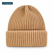 Cuffed Rib Knit Beanie Hat For Men and Women — Close-up — AWARENESS