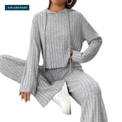 Women's Ribbed Knit Hoodie & Pants Two Piece Set — Lifestyle — AWARENESS