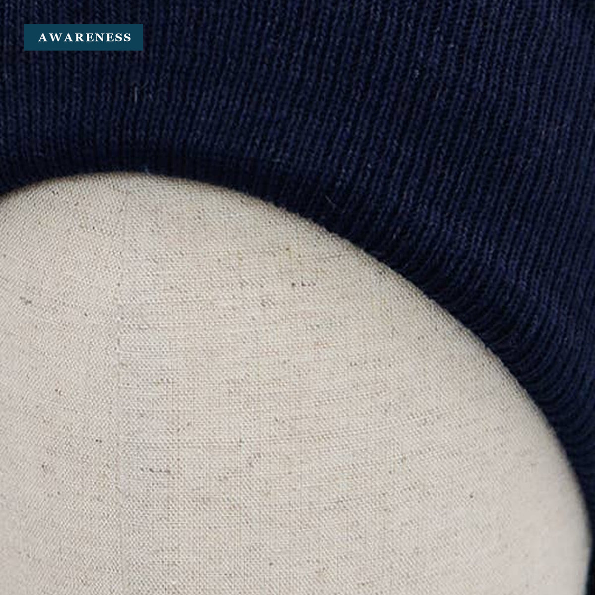 Women's Ribbed Polyester Cuffed Classic Beanie — Close-up — AWARENESS