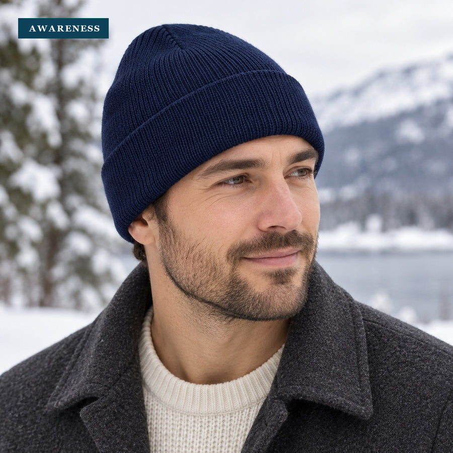 Women's Ribbed Polyester Cuffed Classic Beanie — Lifestyle — AWARENESS