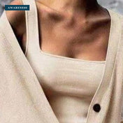 Three-Piece Knit Cardigan Set with Wide-Leg Pants — Close-Up — AWARENESS