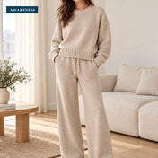 Crew-Neck Knit Sweater Set with Wide-Leg Pants — Lifestyle — AWARENESS
