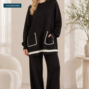 Contrast Trim Relaxed Knit Co-Ord Set — Lifestyle — AWARENESS