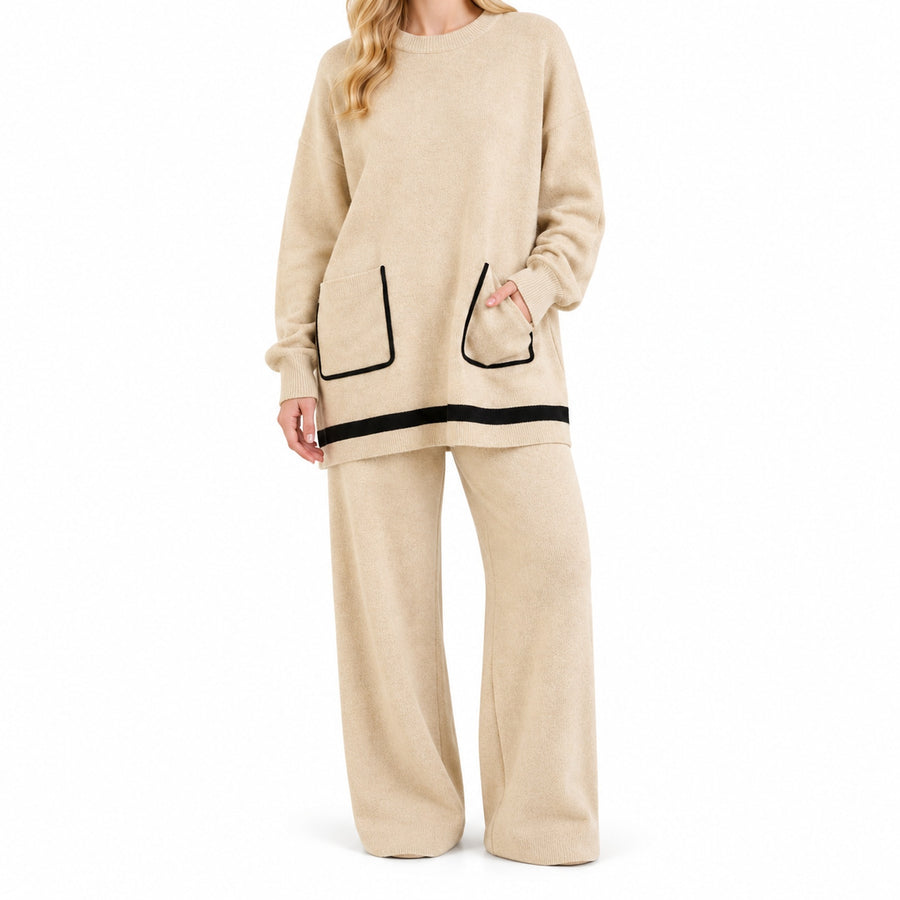 Contrast Trim Relaxed Knit Co-Ord Set — Main — AWARENESS