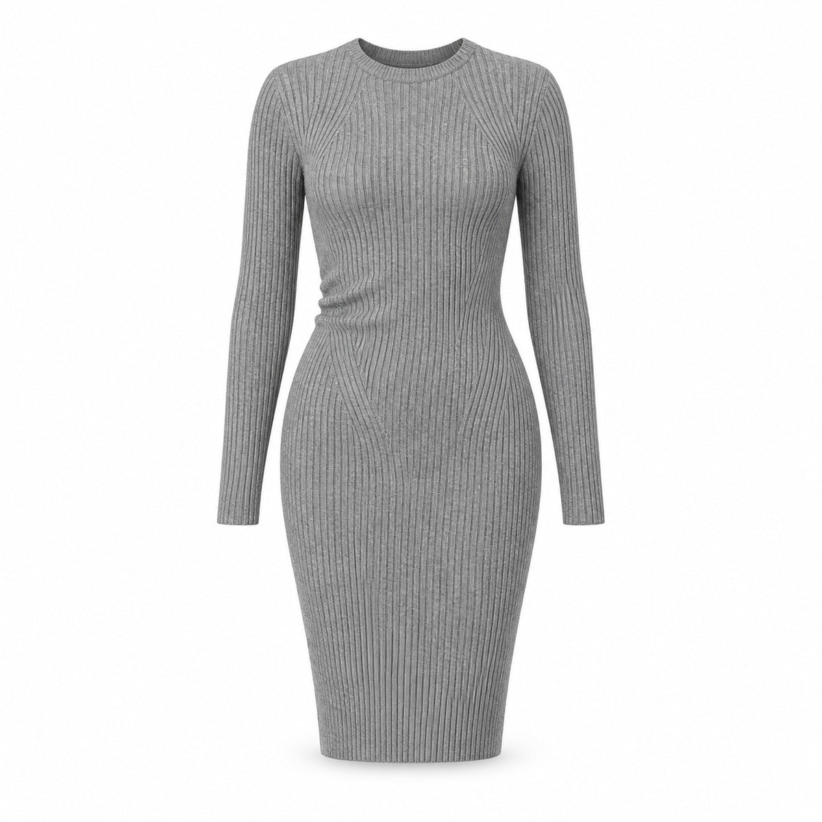 Viscose Blend Fitted Ribbed Knit Dress — Main
