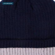 Two Tone Ribbed Knitted Fleece Lined Beanie — Close-up — AWARENESS