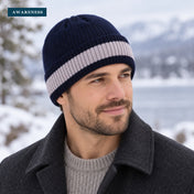 Two Tone Ribbed Knitted Fleece Lined Beanie — Lifestyle — AWARENESS