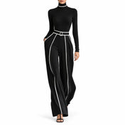 Women's Knit Turtleneck Wide Leg Pants Two Piece Set — Main — AWARENESS