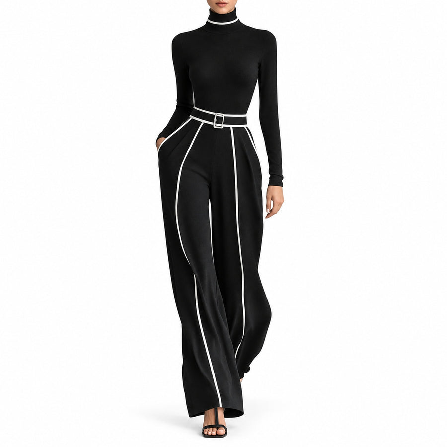 Women's Knit Turtleneck Wide Leg Pants Two Piece Set — Main — AWARENESS