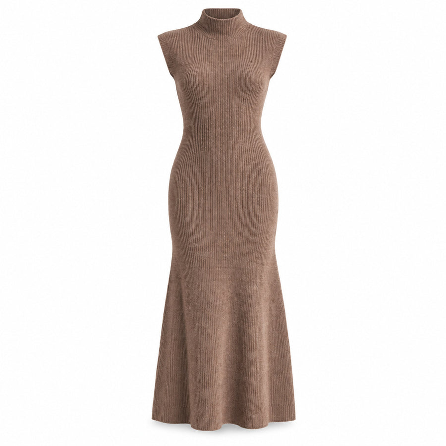ID10168 Sleveless Turtleneck Sweater Midi Dress — Main — AWARENESS