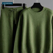 Viscose Blend Knit Sweater Set with Wide-Leg Pants — Close-Up — AWARENESS