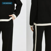 Premium Quality Knit Co-Ord Set with Contrasting Hems — Close-up — AWARENESS