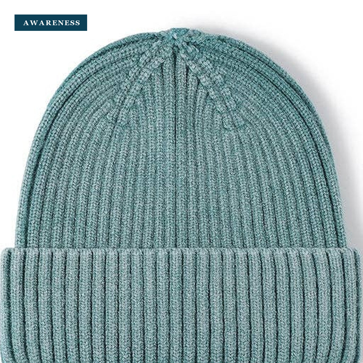 Washed Ribbed Knit Hat Solid Color Beanie MK2BLW6W6HAT293 — Close-up — AWARENESS