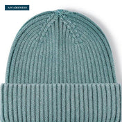Washed Ribbed Knit Hat Solid Color Beanie MK2BLW6W6HAT293 — Close-up — AWARENESS