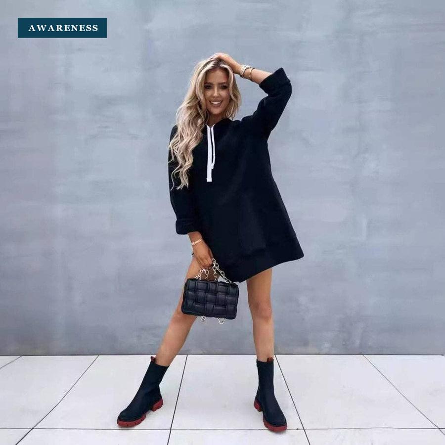 Solid Color Hooded Midi Sweatshirt — Lifestyle — AWARENESS