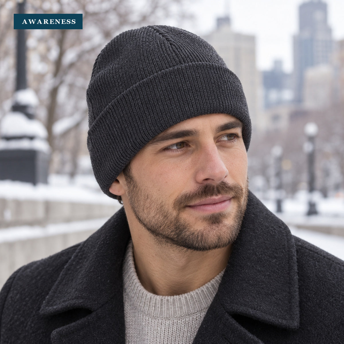 CWAH04344_WINTER Knit Beanie Hat For Men Warm — Lifestyle — AWARENESS