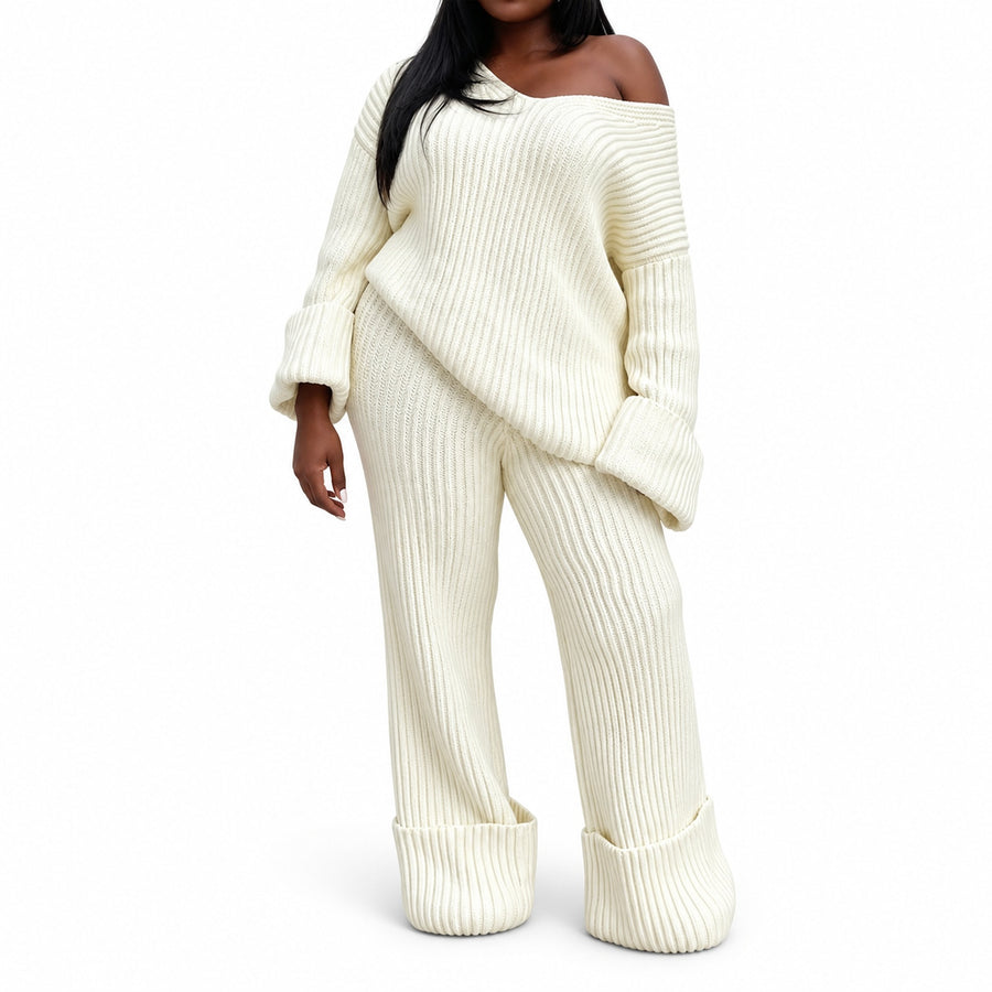 Casual Solid-Color Loose Knitted Suit — Main — AWARENESS
