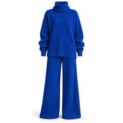 Women’s Turtleneck Knit Set with Cardigan and Wide-Leg Pants — Main