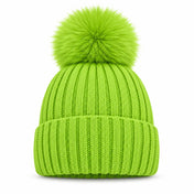Oversized Pom Pom Ribbed Winter Beanie Hat — Main — AWARENESS